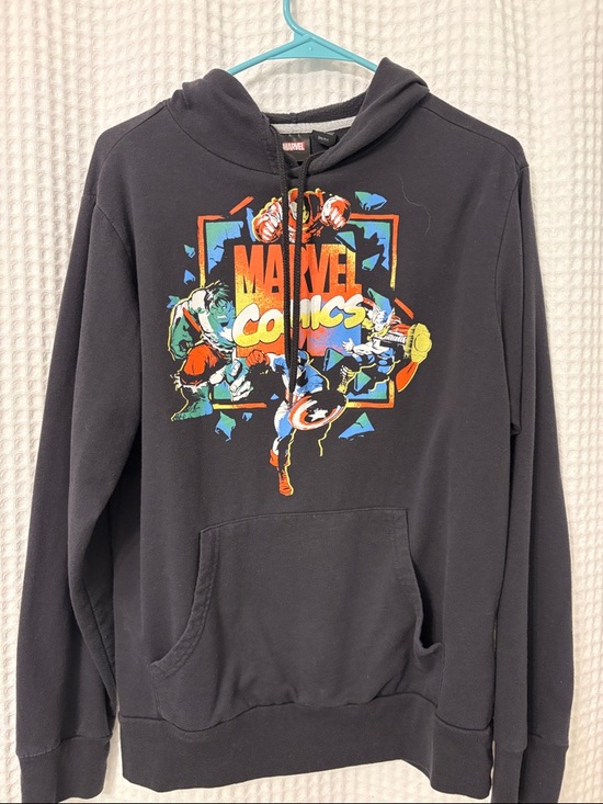 Marvel Other - Marvel Black Hoodie with Colorful Comic Heroes Graphic Size SM